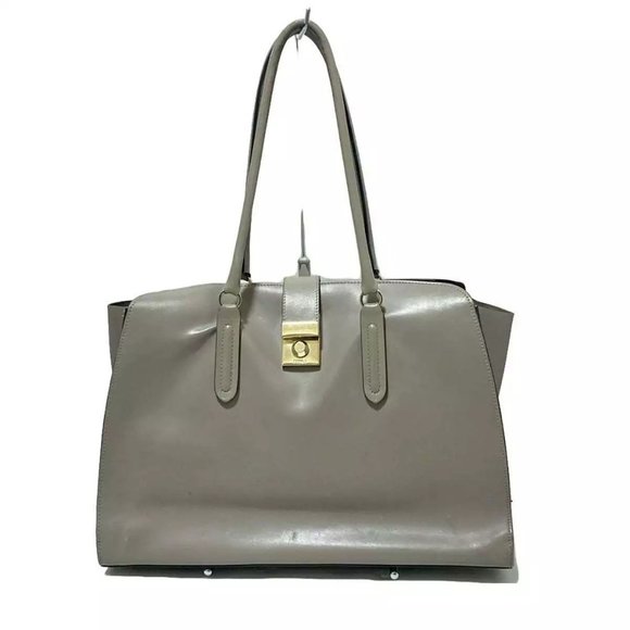 Auth FURLA - Gray Beige Leather Shoulder Bag - Picture 1 of 14
